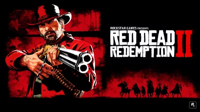Red Dead Redemption II Game Poster Featuring Arthur Morgan and Cowboy Silhouettes image
