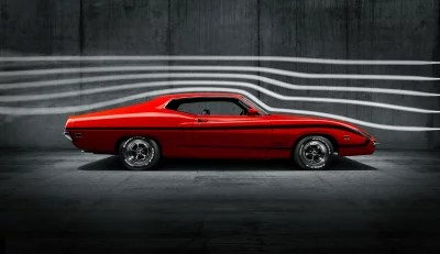 Powerful Red King Cobra Classic Car on Dark Concrete Background image