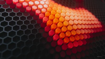 Dynamic Red Orange Hexagon Glow Pattern Futuristic Abstract Wallpaper Design image