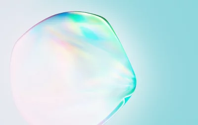 Vibrant Gradient Abstract Surface with Luminous Iridescent Reflections on Blue image