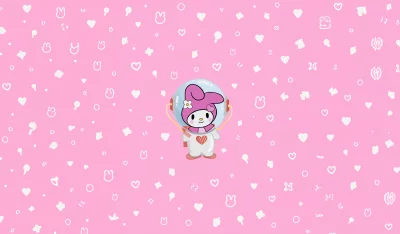 Cute My Melody Astronaut in Pink Kawaii Space Adventure Background image