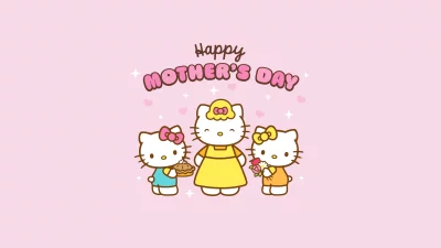 Cute Hello Kitty Family Celebrating Mother's Day with Joyful Gifts image
