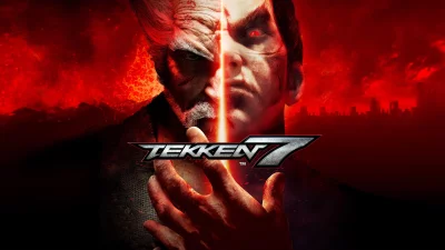 Dynamic Tekken 7 video game key art with fierce fighting characters and red glow image
