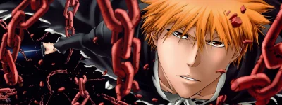 Dynamic Anime Hero with Fiery Hair Breaking Red Chains in Intense Action Scene image