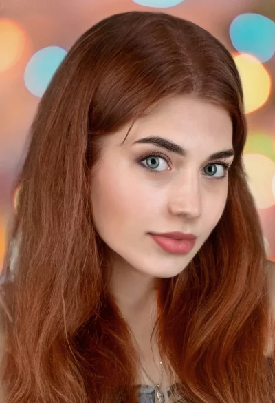 Captivating Young Woman with Green Eyes and Reddish Hair Portrait image