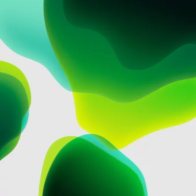 Dynamic Green and Teal Fluid Shapes on Grey Abstract Background image