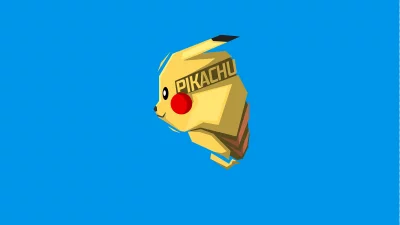 Stylized Geometric Pikachu Character on Vibrant Blue Background Illustration image