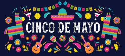 Festive Mexican Heritage Holiday Design with Traditional Piñatas and Sombrero image