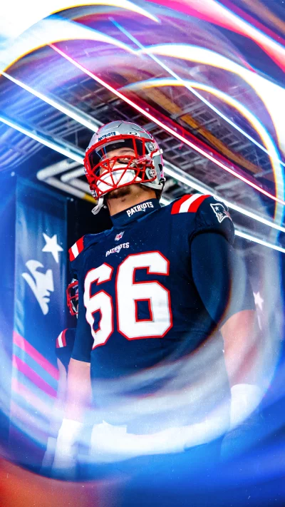 New England Patriots Player in Uniform with Motion Blur Effect