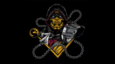 Scorpion Mortal Kombat Fighter with Masked Hood and Chain image