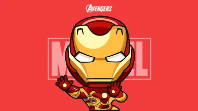 Cute Chibi Iron Man Cartoon Superhero from Marvel's Avengers Animated Illustration image