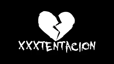 Iconic XXXTENTACION Broken Heart Logo and Distressed Text on Dark Background image