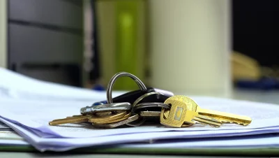 Golden and Silver Keys on Keychain for Home and Office Security image