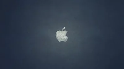 Aesthetic Grayscale Apple Logo on Textured Dark Blue Background for Technology image