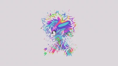 Vibrant Abstract Anime Character Head with Psychedelic Paint Splatter Art image