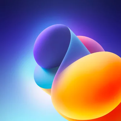 Abstract Colorful 3D Shapes with Gradient Background