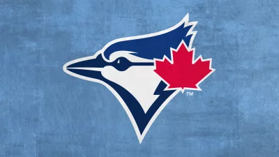Toronto Blue Jays MLB Baseball Team Logo with Canadian Maple Leaf and Textured Background image