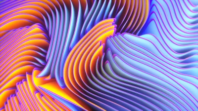 Dynamic Abstract Fluid Wavy Background with Neon Orange and Blue Gradients image