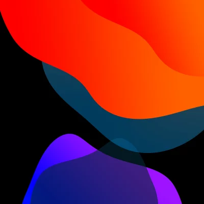 Abstract Fluid Gradient Shapes in Vibrant Red, Orange, Blue, Purple on Black Background image