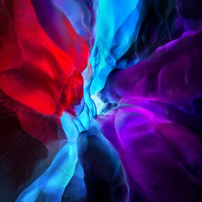 Vibrant Abstract Fluid Shapes with Dynamic Red Blue Purple Gradient image