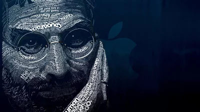 Visionary Steve Jobs Portrait Crafted from Inspiring 'Crazy Ones' Speech Text image