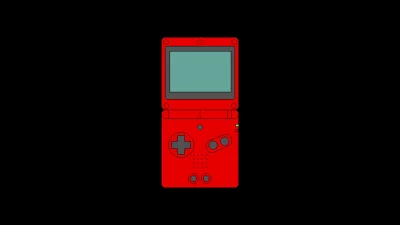 Classic Red Handheld Gaming Device Flat Vector Illustration on Black Background for Retro Entertainment image