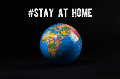 Global Message to #STAY AT HOME with Detailed Earth Globe During Pandemic image