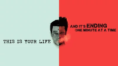 Dynamic Dual Portrait with Existential Quotes and Contrasting Colors image