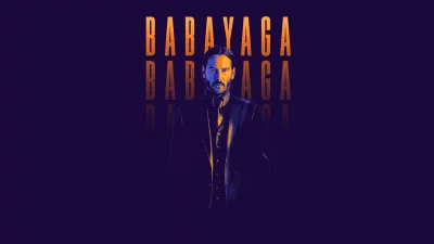 Keanu Reeves as John Wick Stylized Portrait with Iconic Baba Yaga Text image