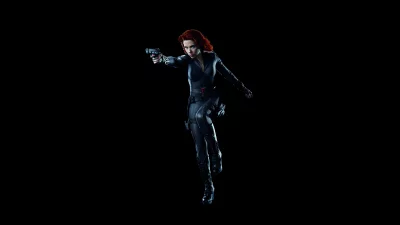 Powerful Female Spy in Action Posing with a Handgun image