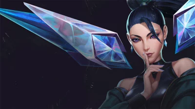 Mysterious Female Character with Purple Eyes and Glowing Geometric Crystals image