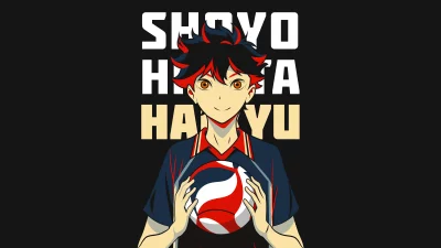 Anime Volleyball Star Shoyo Hinata Holding Ball with Energetic Expression image