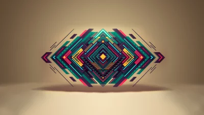 Vibrant Abstract Geometric Pattern with Dynamic 3D Layers and Modern Color Palette image