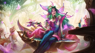 Ethereal Fantasy Woman with Glowing Butterfly Wings and Magic Scroll in Enchanted Realm image