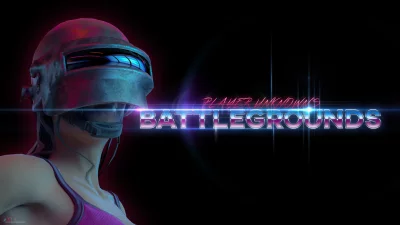 Female Gamer with Iconic Helmet and Battlegrounds Logo Neon Lit Gaming Experience image