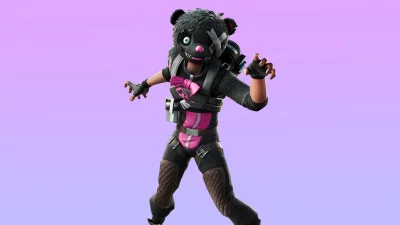 Fortnite Panda Team Leader Character with Pink Accents on Purple Background image