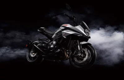 Sleek Grey Suzuki Katana Sport Motorcycle in Smoky Studio Setting image