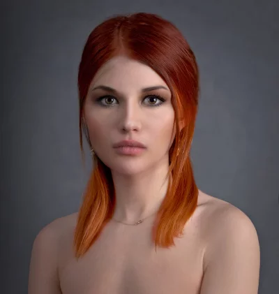Captivating Young Woman with Red Hair and Direct Gaze Portrait image