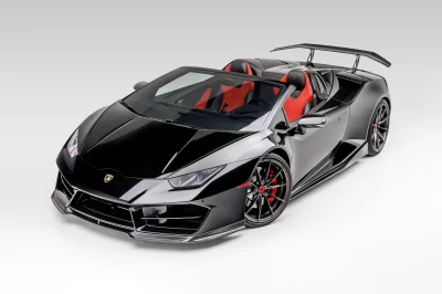 Sleek Black Lamborghini Huracan Convertible Studio Shot Luxury Sportscar Design image