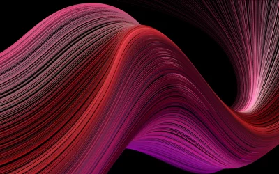Dynamic Abstract Swirling Lines in Vibrant Red and Pink Hues on Black Background image