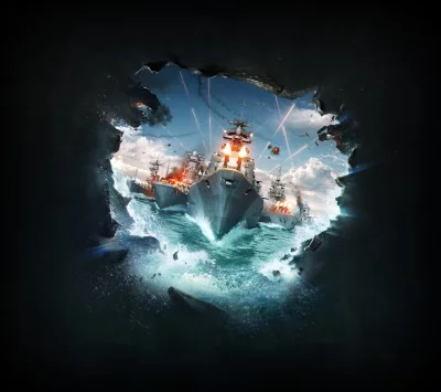 Epic Naval Battle Scene with Warships Engaged in Intense Ocean Combat image