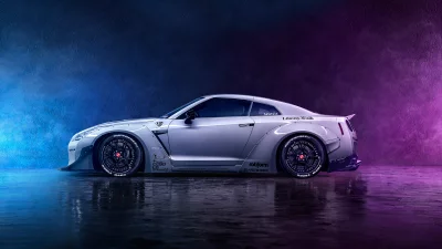 Sleek Customized Nissan GT-R Liberty Walk Widebody Neon Studio image