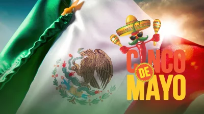 Lively Cinco de Mayo Festivities with Waving Mexican Flag and Cheerful Chili Character image