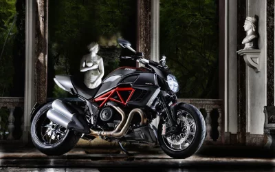 Powerful Ducati Diavel Motorcycle in Elegant Gothic Architectural Setting image