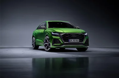Vibrant Green Audi RS Q8 Performance SUV in Professional Studio Setting image