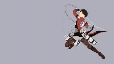 Dynamic Anime Hero in Mid-Air Maneuver with Omni-Directional Gear Flat Design image