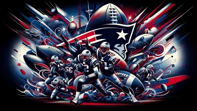 Dynamic American Football Players in Action with Patriotic Team Design image