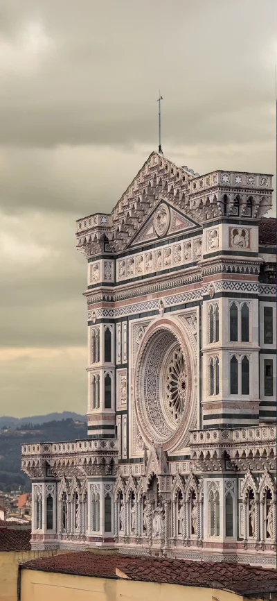 Ornate Cathedral Facade with Intricate Details and Cloudy Sky
