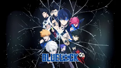Dynamic Blue Lock Anime Characters Breaking Shattered Glass with Soccer Theme image