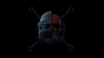 Ominous Gaming Skull in Cracked Helmet with Glowing Eye on Dark Background image